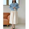 imageOmoone Womens Denim Jacket Long Sleeve Crop Button Down Jean Coat with PocketLightblue