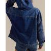 imageOmoone Womens Denim Pullover Jacket Oversized Half Zip Hoodie Jean Top Sweatshirt with PocketsDarkblue