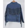 imageOmoone Womens Oversized Denim Fringed Jacket Tassel Jean Jackets Fall Outfits 2025 with PocketsDenimblue