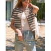 imageOmoone Womens Striped Cardigan Sweater Short Sleeve Lightweight Summer Button Down Cropped Knit TopsCamel