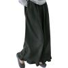 imageOmoone Womens Winter Corduroy Wide Leg Pants Loose Ruffled Hem Elastic Waist Lounge Palazzo Trousers with PocketsDark Green