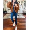 imageOmoone Womens Cropped Fleece Jacket Faux Fur Sherpa Coat Jackets Winter OutwearBrown