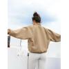 imageOmoone Womens Cropped Fleece Jacket Faux Fur Sherpa Coat Jackets Winter OutwearKhaki