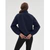 imageOmoone Womens Cropped Fleece Jacket Faux Fur Sherpa Coat Jackets Winter OutwearNavy Blue
