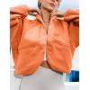 imageOmoone Womens Cropped Fleece Jacket Faux Fur Sherpa Coat Jackets Winter OutwearOrange