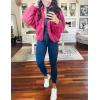 imageOmoone Womens Cropped Fleece Jacket Faux Fur Sherpa Coat Jackets Winter OutwearRose Red