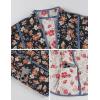 imageOmoone Womens Cropped Floral Reversible Quilted Jacket Cardigan Printed Lightweight Open Front Padded Puffer CoatBlack