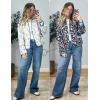 imageOmoone Womens Cropped Floral Reversible Quilted Jacket Cardigan Printed Lightweight Open Front Padded Puffer CoatWhite