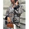 imageOmoone Womens Quilted Jacket Cardigan Lightweight Floral Print Open Front Padded Puffer JacketsCoffee