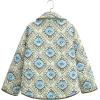 imageOmoone Womens Quilted Jacket Cardigan Lightweight Floral Print Open Front Padded Puffer JacketsLimegreen