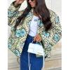 imageOmoone Womens Quilted Jacket Cardigan Lightweight Floral Print Open Front Padded Puffer JacketsLimegreen