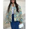 imageOmoone Womens Quilted Jacket Cardigan Lightweight Floral Print Open Front Padded Puffer JacketsLimegreen