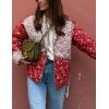 imageOmoone Womens Quilted Lightweight Jackets Cropped Floral Packable Puffer Jacket Winter Coat395006RedS
