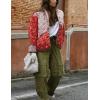 imageOmoone Womens Quilted Lightweight Jackets Cropped Floral Packable Puffer Jacket Winter Coat395006RedS