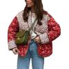 imageOmoone Womens Quilted Lightweight Jackets Cropped Floral Packable Puffer Jacket Winter Coat395006RedS