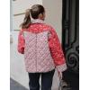 imageOmoone Womens Quilted Lightweight Jackets Cropped Floral Packable Puffer Jacket Winter CoatRed