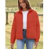 imageOmoone Womens Quilted Puffer Jacket Zip Up Oversized Lightweight Padded Down Coat OuterwearOrange Red