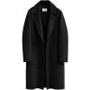 imageOmoone Womens Winter Wool Blend Coat Notch Lapel Mid Long Single Breasted Pea Coat Jacket OutwearBlack