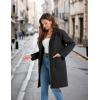 imageOmoone Womens Winter Wool Blend Coat Notch Lapel Mid Long Single Breasted Pea Coat Jacket OutwearBlack