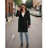 imageOmoone Womens Winter Wool Blend Coat Notch Lapel Mid Long Single Breasted Pea Coat Jacket OutwearBlack
