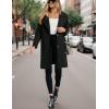 imageOmoone Womens Winter Wool Blend Coat Notch Lapel Mid Long Single Breasted Pea Coat Jacket OutwearBlack
