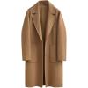 imageOmoone Womens Winter Wool Blend Coat Notch Lapel Mid Long Single Breasted Pea Coat Jacket OutwearCamel