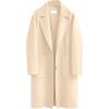 imageOmoone Womens Winter Wool Blend Coat Notch Lapel Mid Long Single Breasted Pea Coat Jacket OutwearCream White