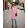 imageOmoone Womens Winter Wool Blend Coat Notch Lapel Mid Long Single Breasted Pea Coat Jacket OutwearPink