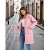 imageOmoone Womens Winter Wool Blend Coat Notch Lapel Mid Long Single Breasted Pea Coat Jacket OutwearPink