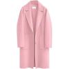 imageOmoone Womens Winter Wool Blend Coat Notch Lapel Mid Long Single Breasted Pea Coat Jacket OutwearPink