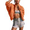 imageOmoone Womens Cropped Fleece Jacket Faux Fur Sherpa Coat Jackets Winter OutwearOrange