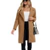 imageOmoone Womens Winter Wool Blend Coat Notch Lapel Mid Long Single Breasted Pea Coat Jacket OutwearCamel