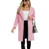 imageOmoone Womens Winter Wool Blend Coat Notch Lapel Mid Long Single Breasted Pea Coat Jacket OutwearPink