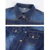 imageOmoone Womens Summer Short Sleeve Crop Denim Trucker Jacket Jean Coat TopsDenim Blue