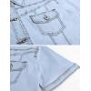 imageOmoone Womens Summer Short Sleeve Crop Denim Trucker Jacket Jean Coat TopsLight Blue