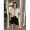 imageOmoone Womens Summer Short Sleeve Crop Denim Trucker Jacket Jean Coat TopsWhite
