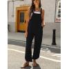 imageOmoone Women Sleeveless Cotton Straps Baggy Jumpsuit Overalls Casual Summer Bib Rompers Pockets 3124BlackM