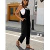 imageOmoone Women Sleeveless Cotton Straps Baggy Jumpsuit Overalls Casual Summer Bib Rompers Pockets 3124BlackM