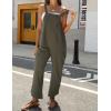 imageOmoone Women Sleeveless Cotton Straps Baggy Jumpsuit Overalls Casual Summer Bib Rompers Pockets 3124GreenM