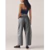 imageOmoone Womens Barrel Leg Sweatpant Striped High Waist Drawstring Baggy Denim Pants Casual Jeans Trousers with PocketsBlack