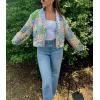 imageOmoone Womens Quilted Jacket Cardigan Lightweight Floral Print Open Front Padded Puffer Jackets 395001GreenS