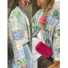 imageOmoone Womens Quilted Jacket Cardigan Lightweight Floral Print Open Front Padded Puffer Jackets 395001GreenS