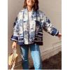 imageOmoone Womens Quilted Jacket Cardigan Lightweight Floral Print Open Front Padded Puffer JacketsBlue