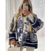 imageOmoone Womens Quilted Jacket Cardigan Lightweight Floral Print Open Front Padded Puffer JacketsBlue