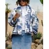 imageOmoone Womens Quilted Jacket Cardigan Lightweight Floral Print Open Front Padded Puffer JacketsBlue