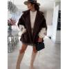imageOmoone Teddy Fuzzy Fleece Coats for Women 2025 Oversized Cap Sleeve Faux Fur Winter Sherpa Vest Jacket with PocketsBrown