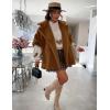 imageOmoone Teddy Fuzzy Fleece Coats for Women 2025 Oversized Cap Sleeve Faux Fur Winter Sherpa Vest Jacket with PocketsCaramel