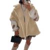 imageOmoone Teddy Fuzzy Fleece Coats for Women 2025 Oversized Cap Sleeve Faux Fur Winter Sherpa Vest Jacket with PocketsBeige