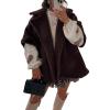imageOmoone Teddy Fuzzy Fleece Coats for Women 2025 Oversized Cap Sleeve Faux Fur Winter Sherpa Vest Jacket with PocketsBrown