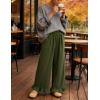 imageOmoone Womens Corduroy Pants Wide Leg Ruffled Hem Elastic Waist Lounge Cord Pants with PocketsDark Green